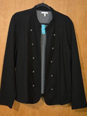 Maurices Plus Size XXL Black Military Style Blazer open-front Lightweight Casual